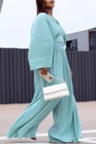 Casual Solid Patchwork V Neck Plus Size Two Pieces