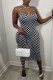 Sexy Casual Plaid Print Backless Spaghetti Strap Sleeveless Dresses