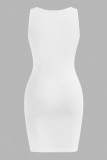 Sexy Print Patchwork Asymmetrical Collar Wrapped Skirt Dresses