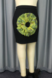 Casual Patchwork Three-dimensional Pattern Skinny High Waist Skirts