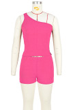 Street Solid Patchwork Oblique Collar Sleeveless Two Pieces
