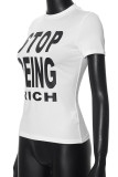 Casual Print Patchwork O Neck T-Shirts