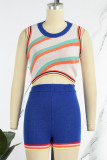 Casual Patchwork Basic O Neck Sleeveless Two Pieces
