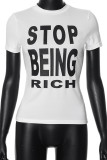 Casual Print Patchwork O Neck T-Shirts