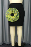 Casual Patchwork Three-dimensional Pattern Skinny High Waist Skirts