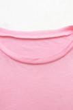 Casual Solid Patchwork High Opening O Neck T-Shirts