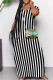 Casual Striped Patchwork Pocket V Neck Long Dresses