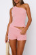 Street Solid Patchwork Oblique Collar Sleeveless Two Pieces