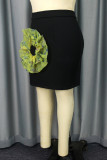Casual Patchwork Three-dimensional Pattern Skinny High Waist Skirts