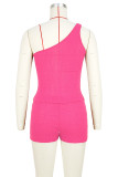 Street Solid Patchwork Oblique Collar Sleeveless Two Pieces