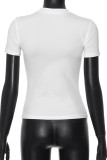Casual Print Patchwork O Neck T-Shirts
