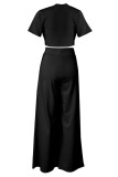 Casual Solid Basic O Neck Short Sleeve Two Pieces