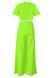 Casual Solid Basic O Neck Short Sleeve Two Pieces