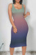 Casual Print Gradient Contrast U Neck Printed Dresses