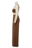 Sexy Casual Solid Backless Oblique Collar Sleeveless Two Pieces