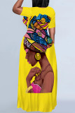 Casual Print Figure Patchwork O Neck Printed Dresses