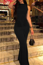 Casual Solid Basic O Neck Long Dresses