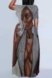 Casual Print Figure Patchwork O Neck Printed Dresses