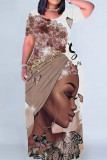 Casual Print Figure Patchwork O Neck Printed Dresses