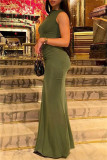 Casual Solid Basic O Neck Long Dresses