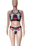 Casual Print Patchwork Swimwears