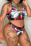 Casual Print Patchwork Swimwears