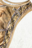 Sexy Print Patchwork Oblique Collar Wrapped Skirt Dresses