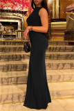 Casual Solid Basic O Neck Long Dresses