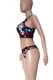 Casual Print Patchwork Swimwears