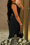 Casual Solid Basic O Neck Long Dresses