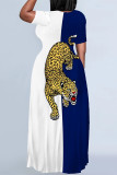 Casual Print Figure Patchwork O Neck Printed Dresses