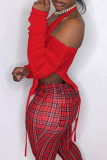 Street Print Hollowed Out Patchwork Zipper Halter Tops