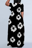 Casual Print Figure Patchwork O Neck Printed Dresses