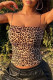 Sexy Casual Print Leopard Backless Spaghetti Strap Tops