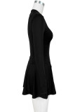 Casual Solid Patchwork Zipper Zipper Collar Long Sleeve Two Pieces