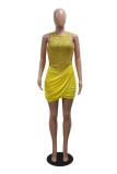 Sexy Patchwork Sequins O Neck Wrapped Skirt Dresses