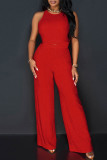 Casual Solid Bandage Patchwork O Neck Sleeveless Two Pieces