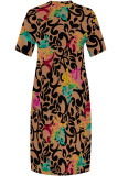 Casual Street Geometric Print Pocket V Neck Printed Plus Size Dresses