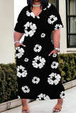 Casual Street Geometric Print Pocket V Neck Printed Plus Size Dresses