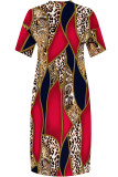 Casual Street Geometric Print Pocket V Neck Printed Plus Size Dresses