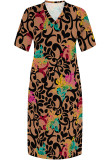 Casual Street Geometric Print Pocket V Neck Printed Plus Size Dresses