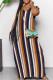 Casual Color Block Patchwork Pocket V Neck Long Dresses