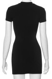 Sexy Solid Hollowed Out Patchwork O Neck Wrapped Skirt Dresses