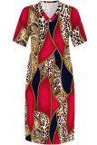 Casual Street Geometric Print Pocket V Neck Printed Plus Size Dresses