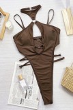 Sexy Solid Hollowed Out Backless Swimwears (With Paddings)