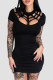 Sexy Solid Hollowed Out Patchwork O Neck Wrapped Skirt Dresses