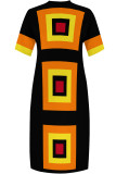 Casual Street Geometric Print Pocket V Neck Printed Plus Size Dresses