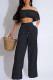 Casual Solid Patchwork Backless Off the Shoulder Short Sleeve Two Pieces