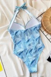 Sexy Print Bandage Backless Swimwears (With Paddings)