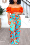Casual Print Patchwork Loose High Waist Wide Leg Full Print Bottoms